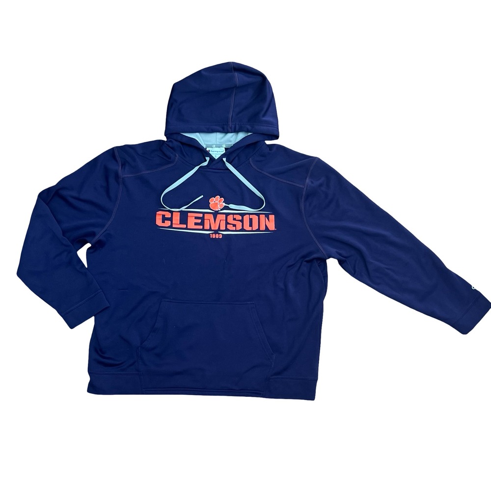 Champion Clemson Tigers 1889 Mens XL Hoodie Sweatshirt Purple NCAA Paw Logo